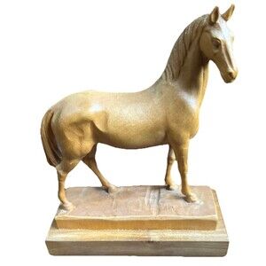 A. Schmid-Linder Wooden Hand Carved Horse 6” Switzerland Black Forest Style Vtg